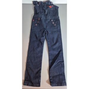 True Religion x Manchester United Girls Dark Wash Denim Overalls Size 5